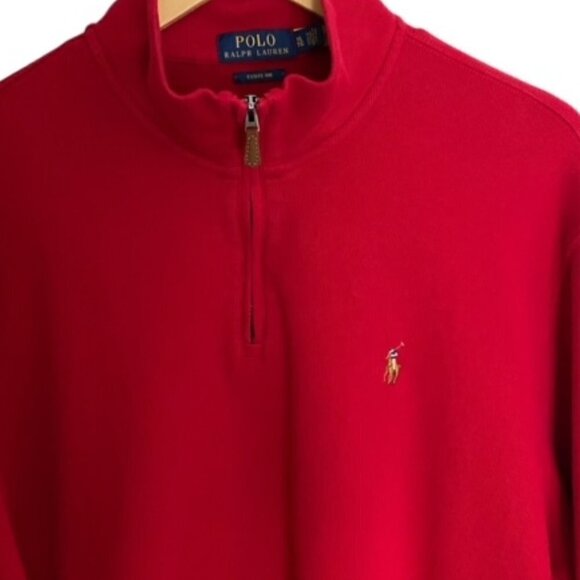 Polo by Ralph Lauren Red Estate Rib Quarter Zip Pullover XLarge - Picture 4 of 4